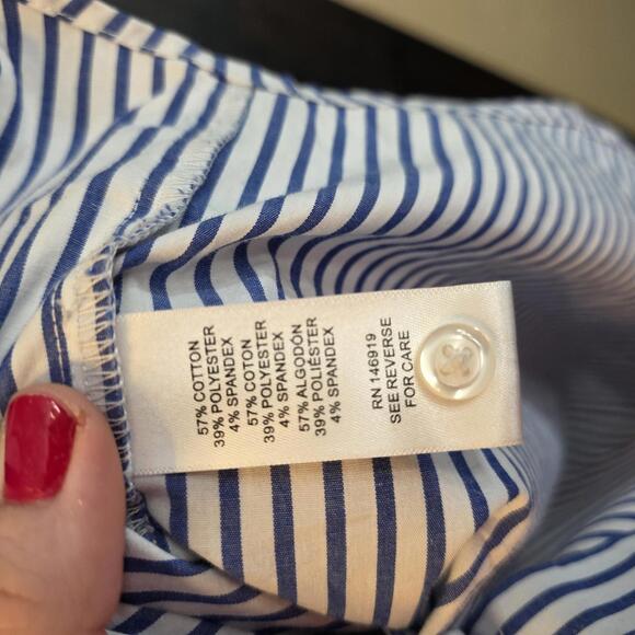 Casa Cabana Women's XXL Blue and White Striped Dress Shirt - Picture 4 of 9